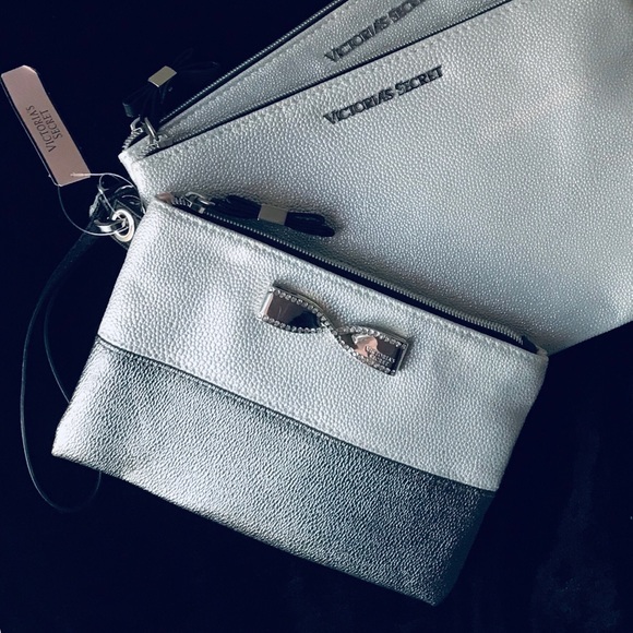 Victoria Secret Silver Metallic Cosmetic Wristlets - Picture 3 of 7